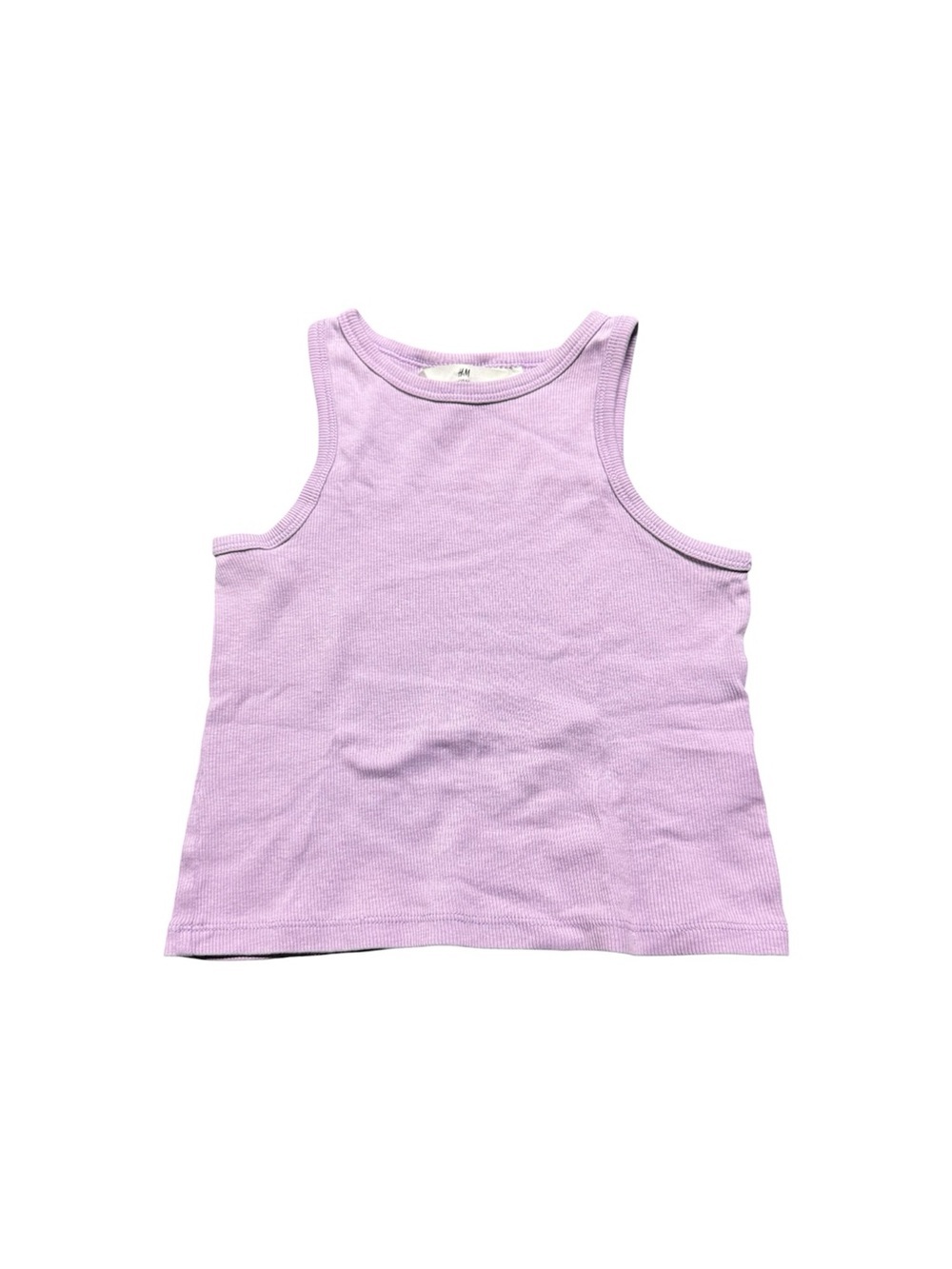 H&M Girls Lavender Ribbed Tank Top Size 8/10 Basic Cotton Sleeveless